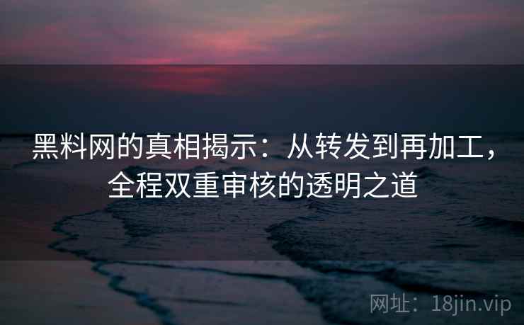 黑料网的真相揭示：从转发到再加工，全程双重审核的透明之道