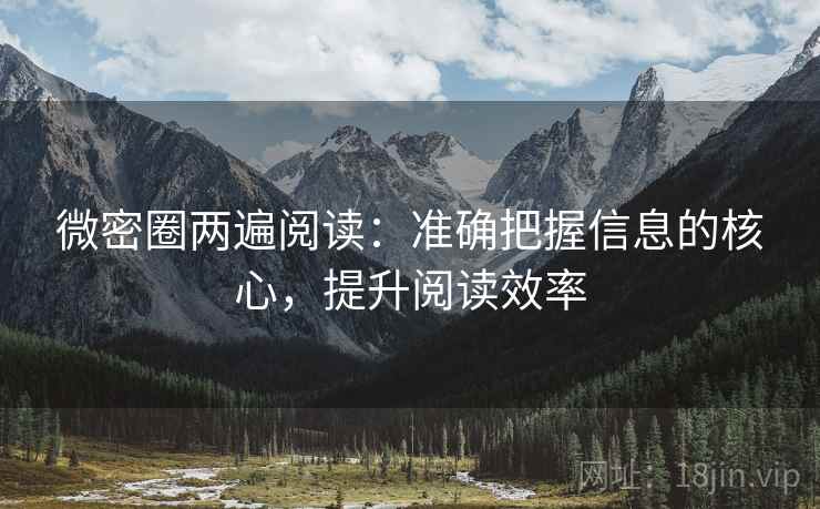 微密圈两遍阅读:准确把握信息的核心,提升阅读效率 微密圈两遍阅读:准确把握信息的核心,提升阅读效率